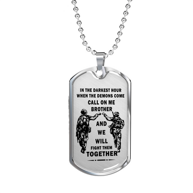 Soldier Dog Tag For Brother Necklace Pendant Glass sealed Call On me Brother